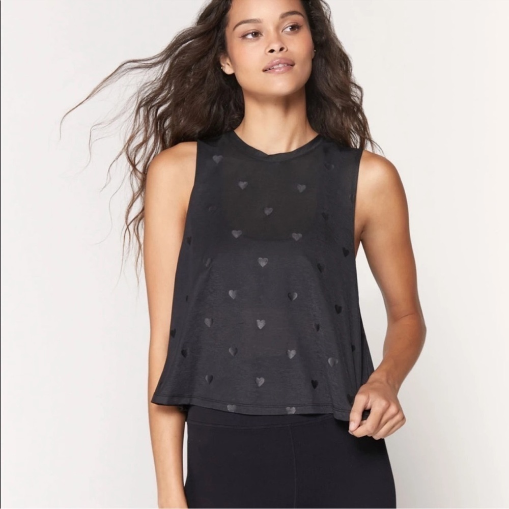 Spiritual Gangster Black Heart-Print Cropped Tank